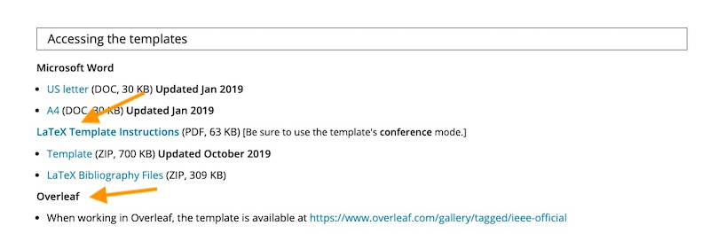 IEEE offers LaTeX and Overleaf templates